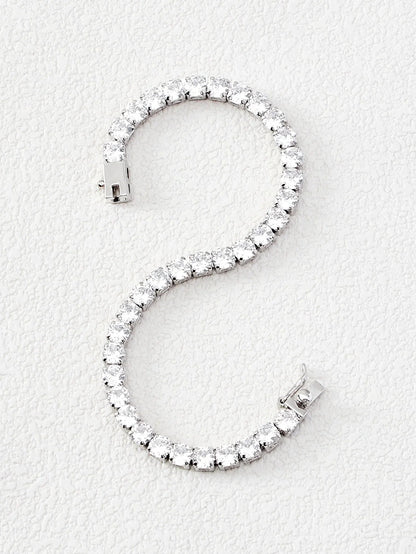 Cubic Zirconia Bracelet Silver Rhinestone Daily Wear