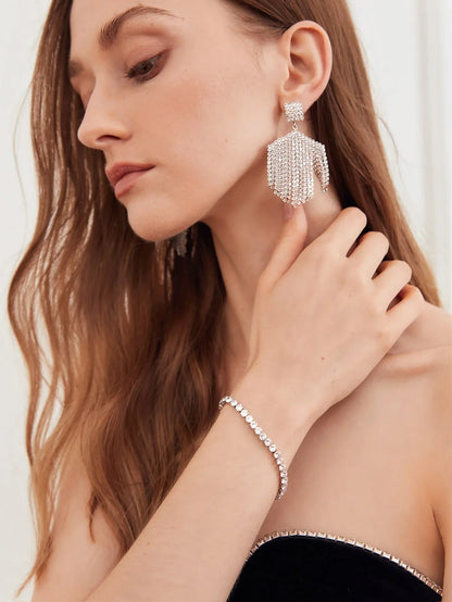 Cubic Zirconia Bracelet Silver Rhinestone Daily Wear