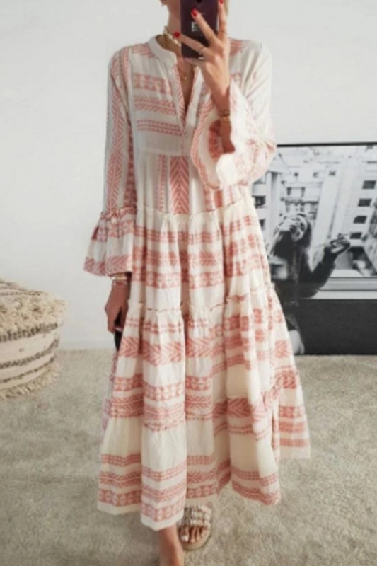 Sexy Geometric Flounce Asymmetrical V Neck Beach Dresses