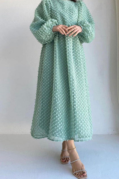 Elegant Solid Patchwork O Neck A Line Dresses(5 Colors)