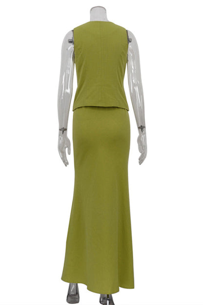 Casual Lace Up V Neck Sleeveless Two Pieces(3 Colors)