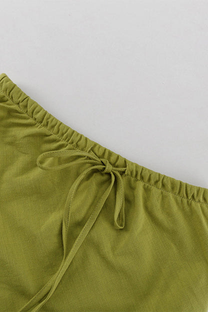 Casual Lace Up V Neck Sleeveless Two Pieces(3 Colors)