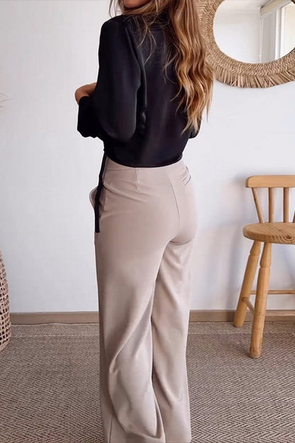 Casual Daily Pocket Buttons V Neck Long Sleeve Two Pieces