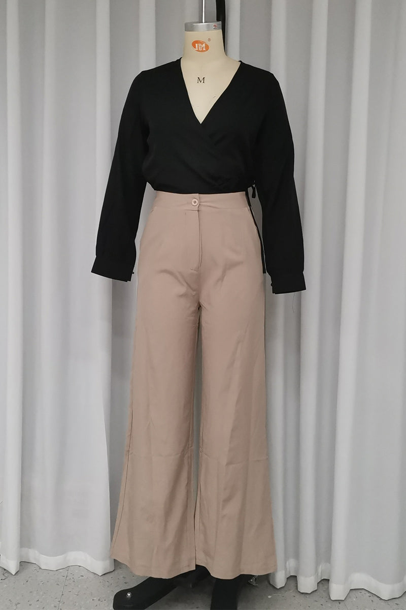 Casual Daily Pocket Buttons V Neck Long Sleeve Two Pieces