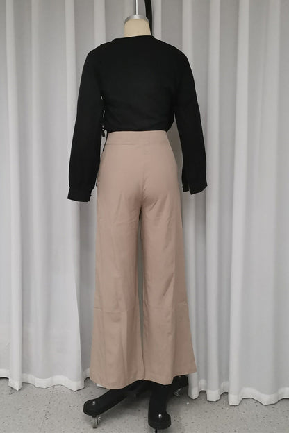 Casual Daily Pocket Buttons V Neck Long Sleeve Two Pieces