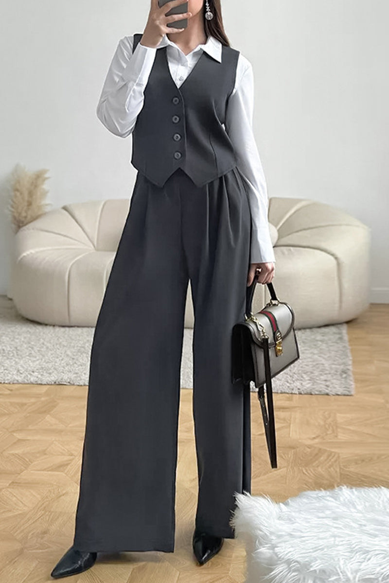 Casual Daily Buckle Ruched V Neck Sleeveless Two Pieces