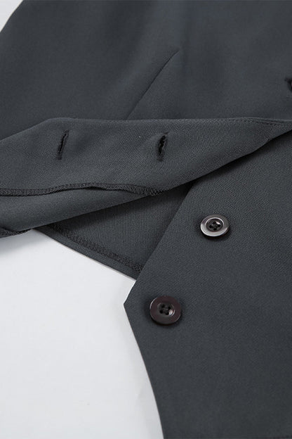 Casual Daily Buckle Ruched V Neck Sleeveless Two Pieces