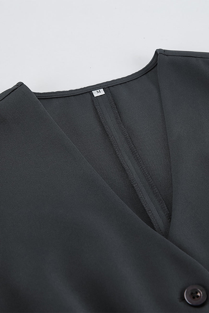 Casual Daily Buckle Ruched V Neck Sleeveless Two Pieces