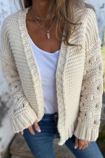 Casual Solid Color Weave V Neck Outerwear(5 Colors)