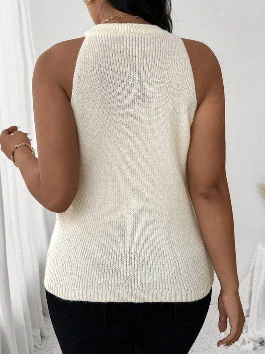 Plus Size V Neck Knitted Sweater Vest Warmth And Comfort