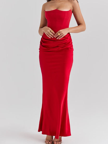 Scarlet Strapless Corset Maxi Dress