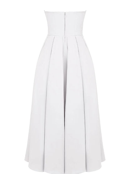 White Strapless Midi Sundress