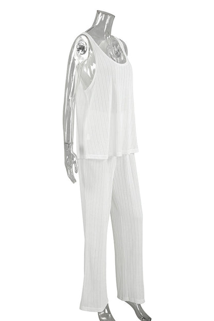 Casual Potholes U Neck Sleeveless Two Pieces