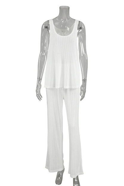 Casual Potholes U Neck Sleeveless Two Pieces