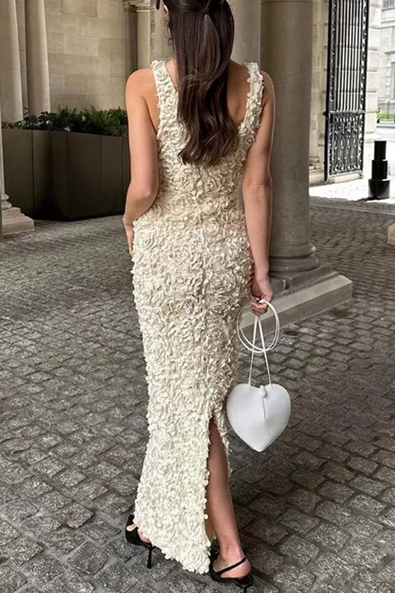 Sexy Flower Shape V Neck One Step Skirt Dresses