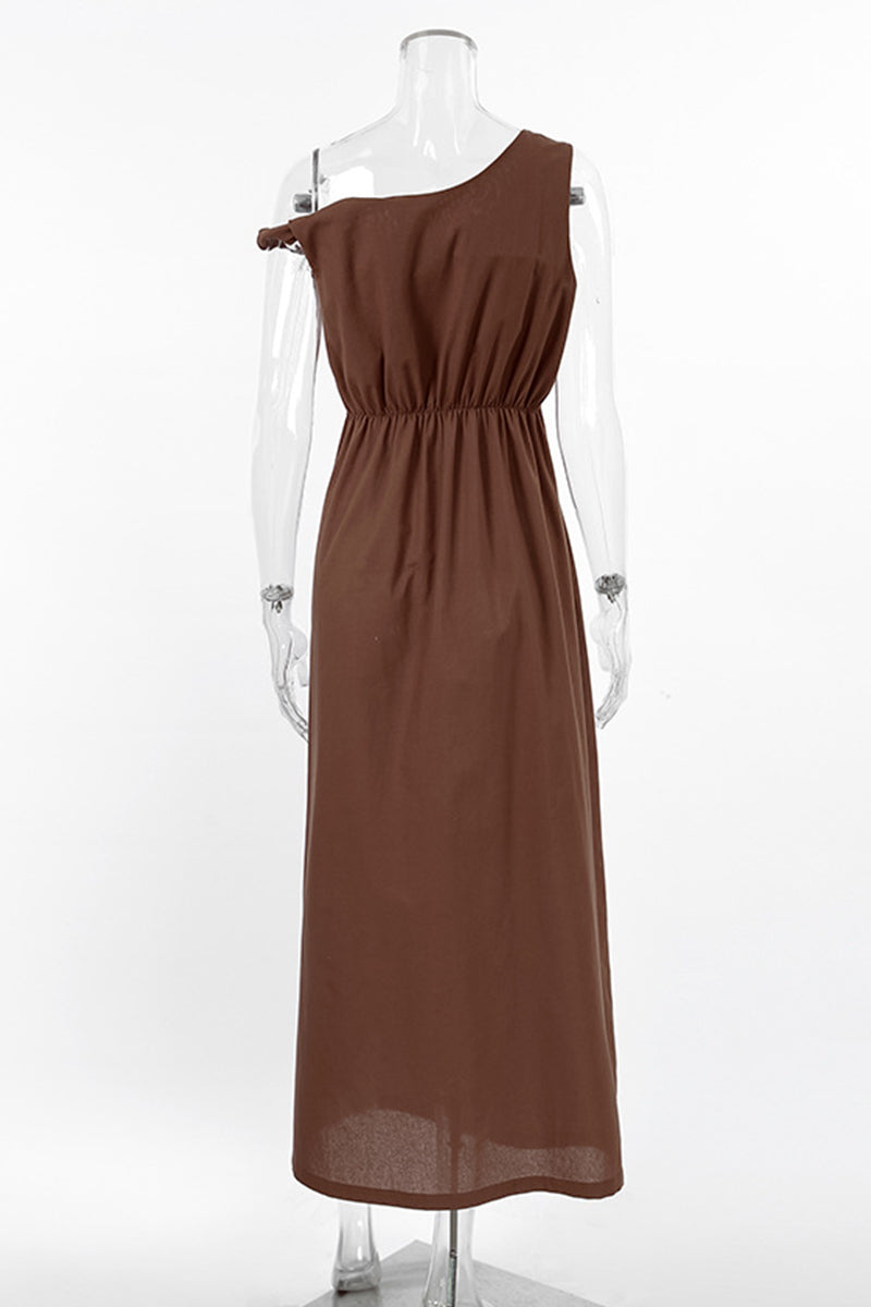 Casual Irregular Oblique Collar One Step Skirt Dresses