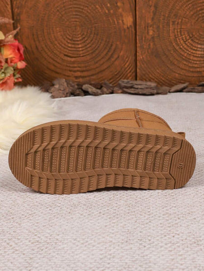 1 Pair Women's Solid Color Casual Fleece Lined Outdoor Warm Snow Boots, Home & Winter,Fur Boots