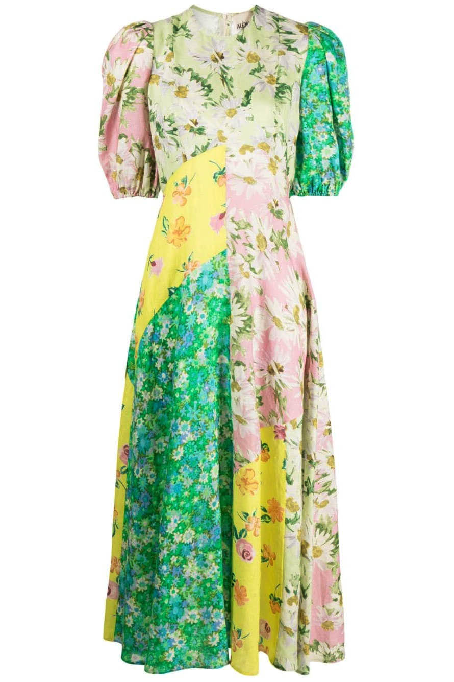 Graffiti Print Puff Sleeve Dress