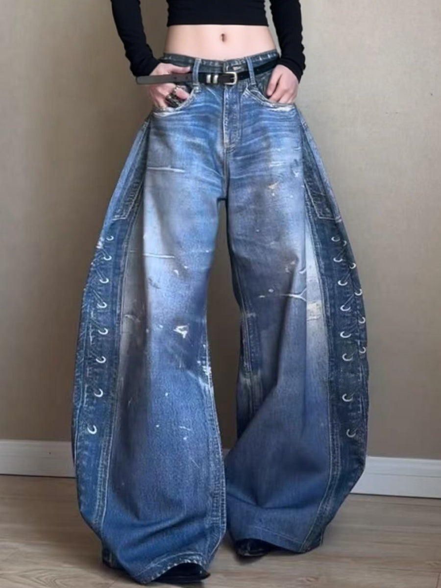 Daily Blue Pocket Western Button Denim Jeans