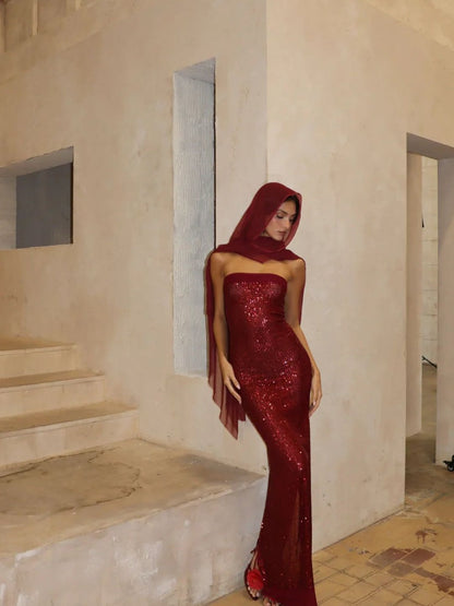 Sequin Open Back Mermaid Dress