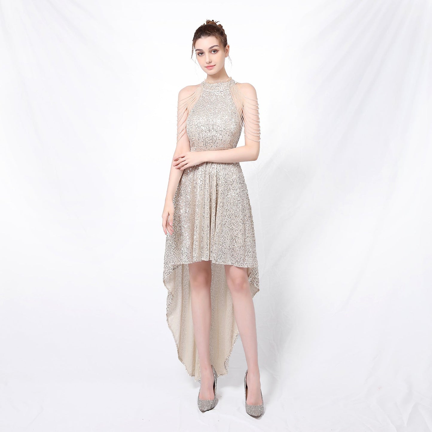 Corset L Sequin Sheath Car Model Room Show Host Performance Dress