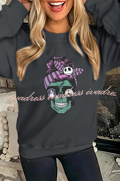 Halloween Creative Printed Round Neck Long Sleeve Sweatshirt
