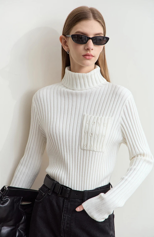 Ribbed Turtleneck Sweater | Soft Cashmere Blend | Fitted Silhouette