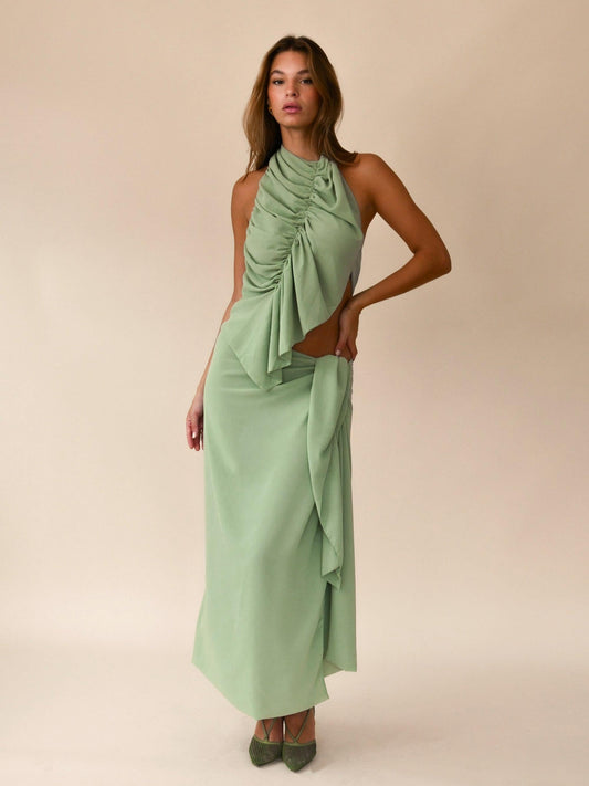 Whispers in Pistachio Maxi Dress