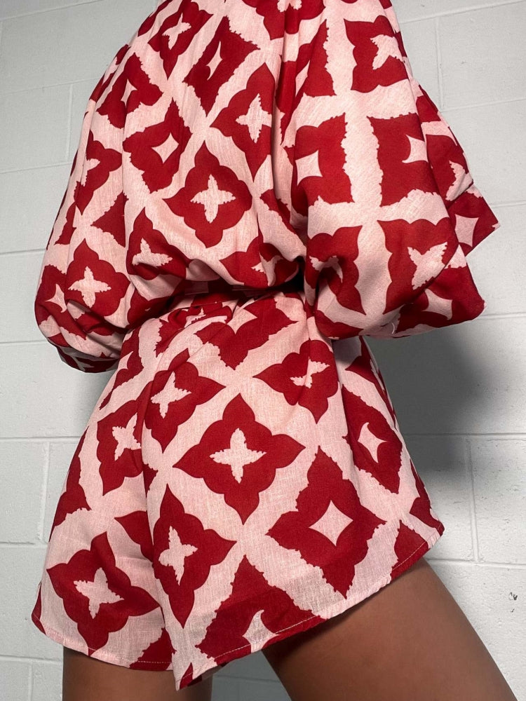 Printed Jumpsuit Shorts