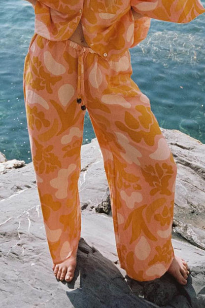 Unique Ethnic Holiday Print Loose Pants-Set