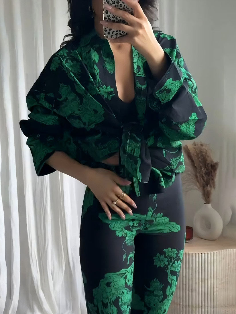 Exquisite Abstract Print Long Shirt