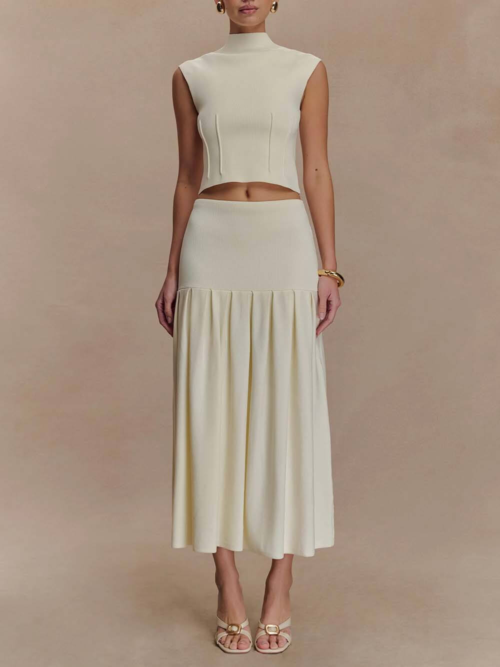 Exquisite High Neck Bandage Knit Top