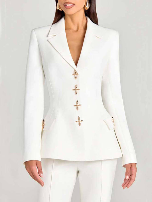 Fashion Casual Long-Sleeve Button Detailing Blazer