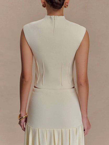 Exquisite High Neck Bandage Knit Top