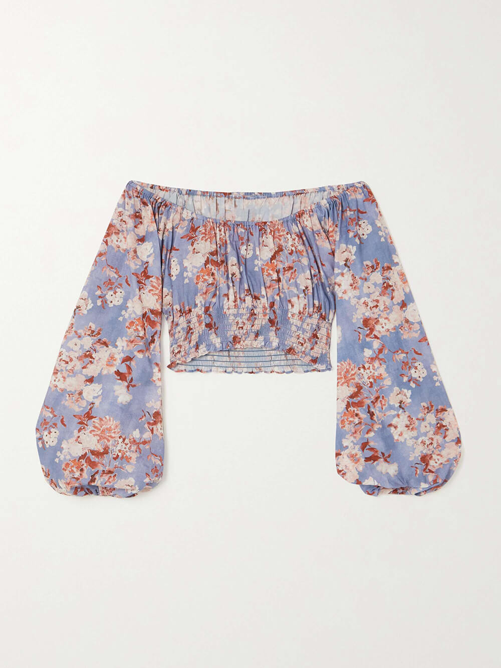 Unique Off-Shoulder Cropped Floral Bali Top