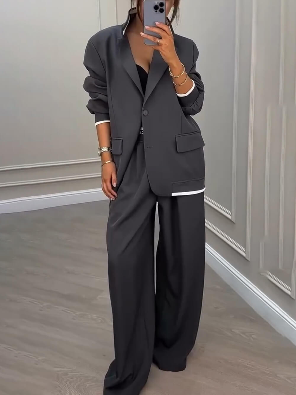 Fashion Sports Style Colorblock Lapel Blazer