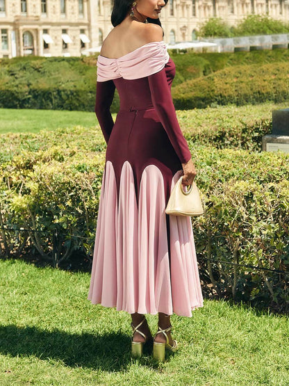 Elegant Layered Two-Tone Off-Shoulder Top