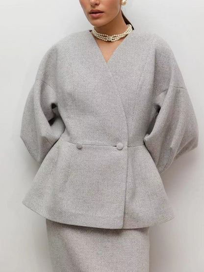 Chic Elegant Solid Drop-Shoulder Loose Top