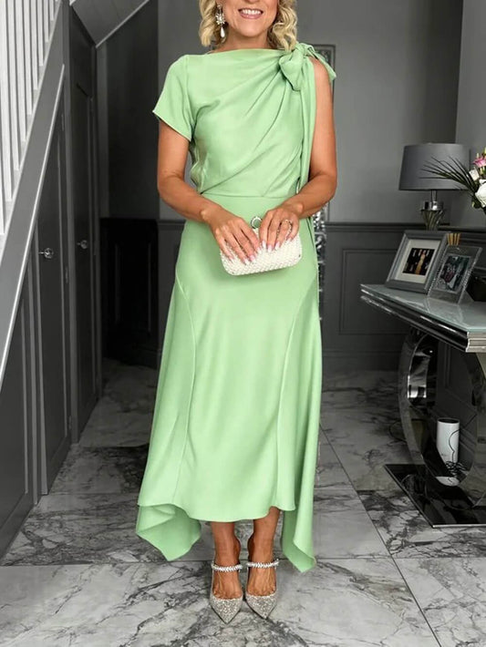 Elegant Lace-Up Cowl Neck Asymmetrical Formal Dress