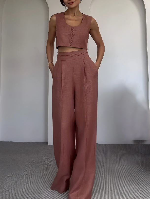 Casual Short Vest And Trousers Two-piece Set