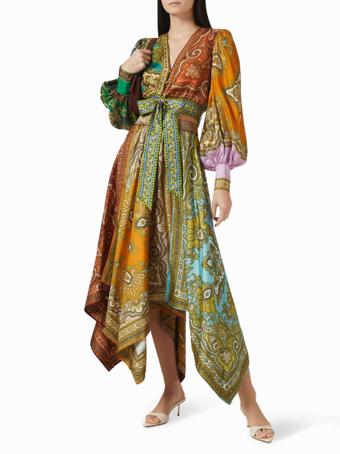 Exquisite Bohemian Paisley Print Satin Two-Piece Set