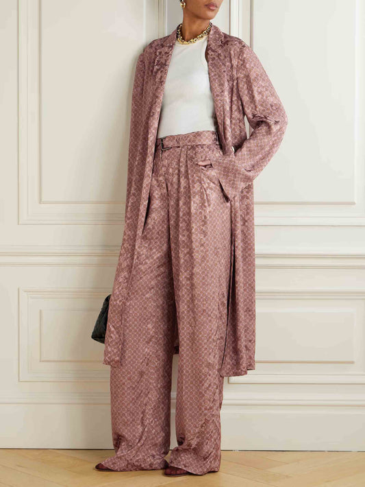 Retro Exquisite Geometric Pattern Print Long Coat