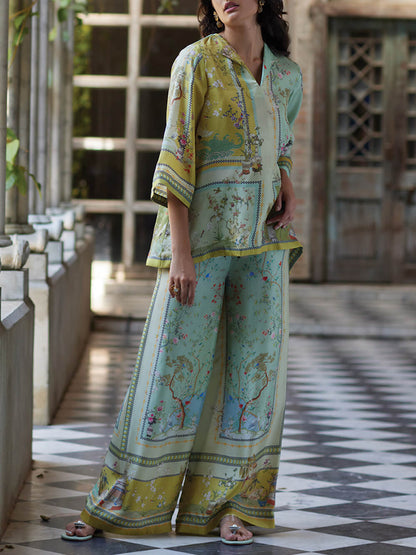 Casual Unique Digital Print Trumpet Sleeves Print Oversized Shirts