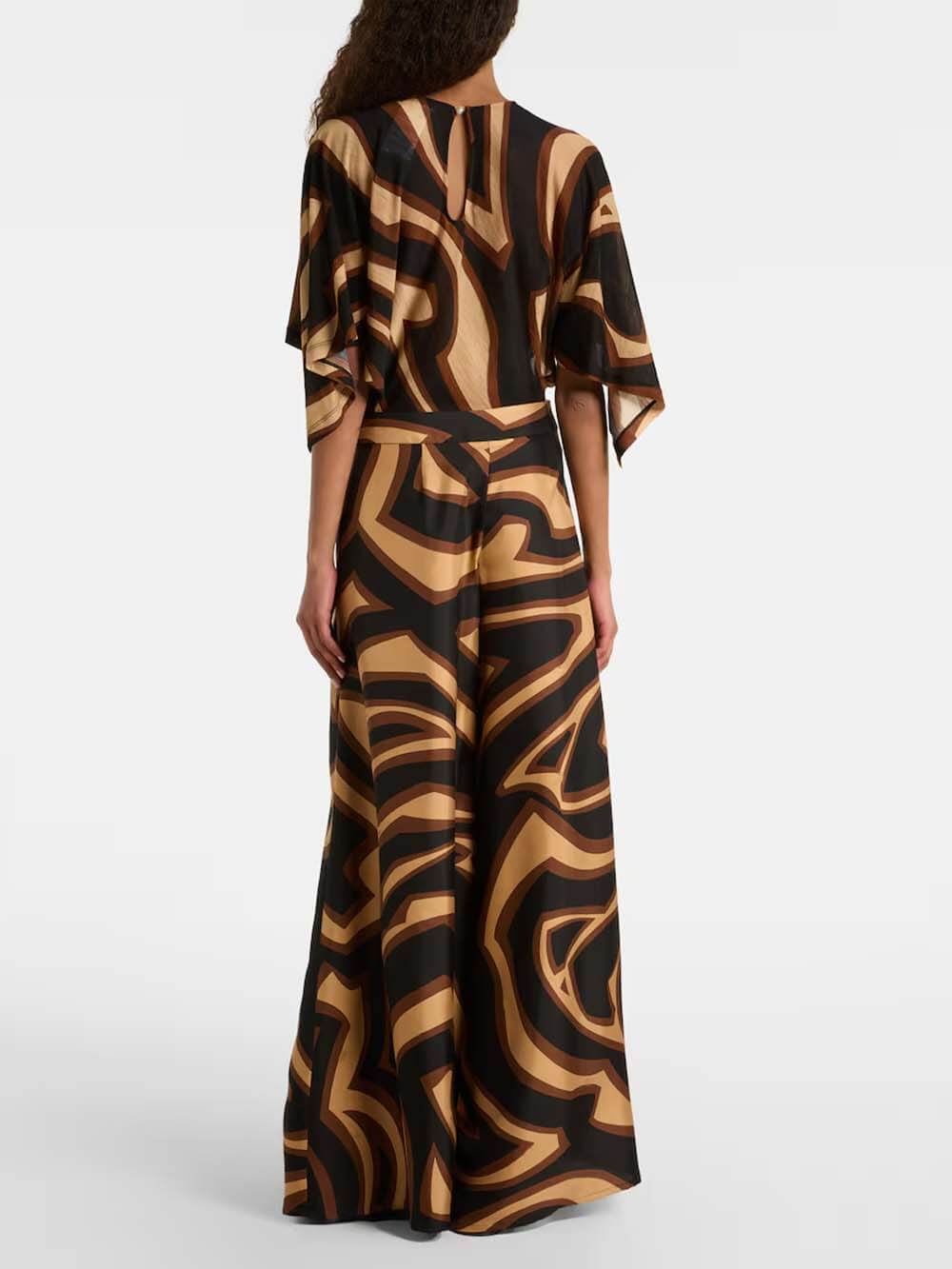 Retro Swirl Print Cape Blouse