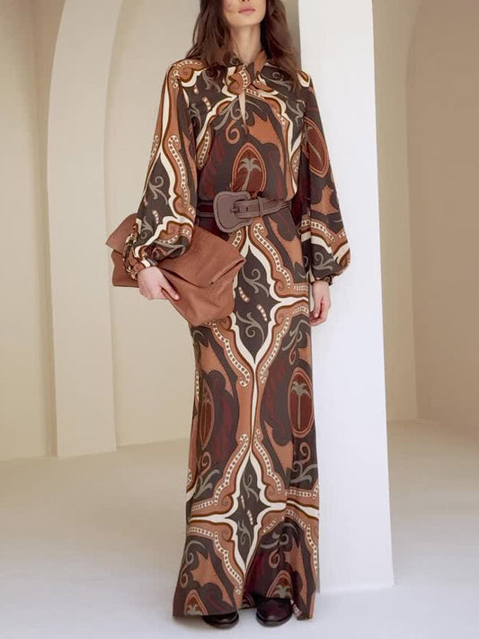 Retro Tung Palm Tree Print Long-sleeved Shirt