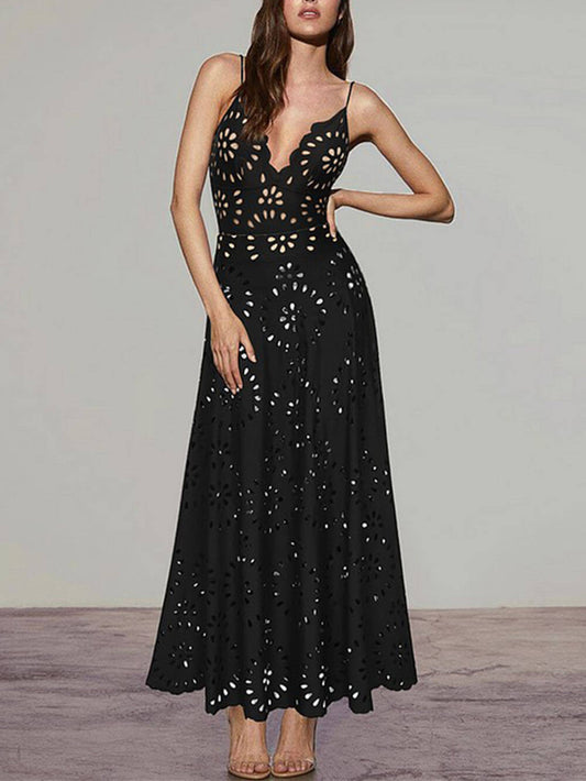 Elegant Flower Hollow One Piece Swimsuit And Skirt