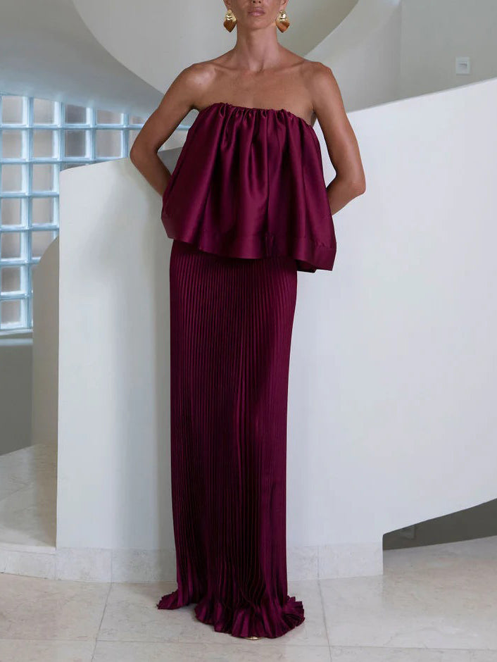 Elegant Pleated Two-piece Skirt Set