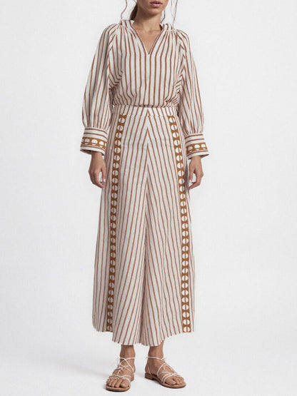 Elegant Striped Long-Sleeve Button-Down Shirt