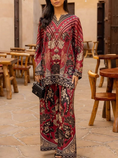 Unique Floral Print Patchwork Loose Oversized Shirt