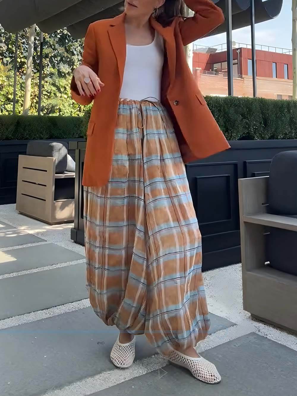 Elegant Collared Pocket Detail And  Back Slit Loose Blazer